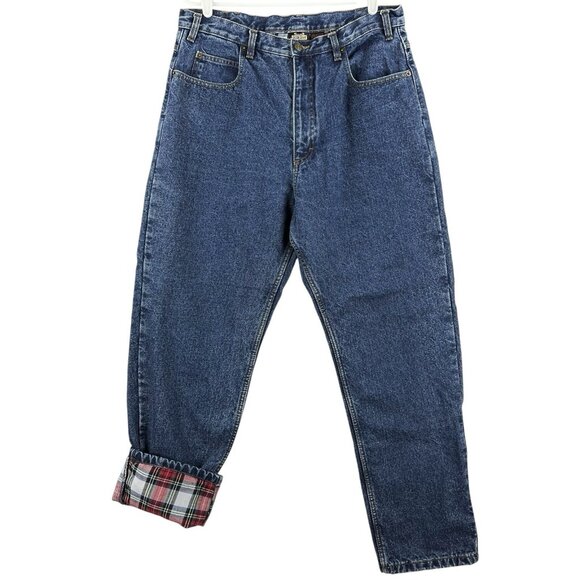 Guide Gear Women's Flannel Lined Blue Denim Jeans Size 16 Relaxed Tapered Cotton - Picture 1 of 14